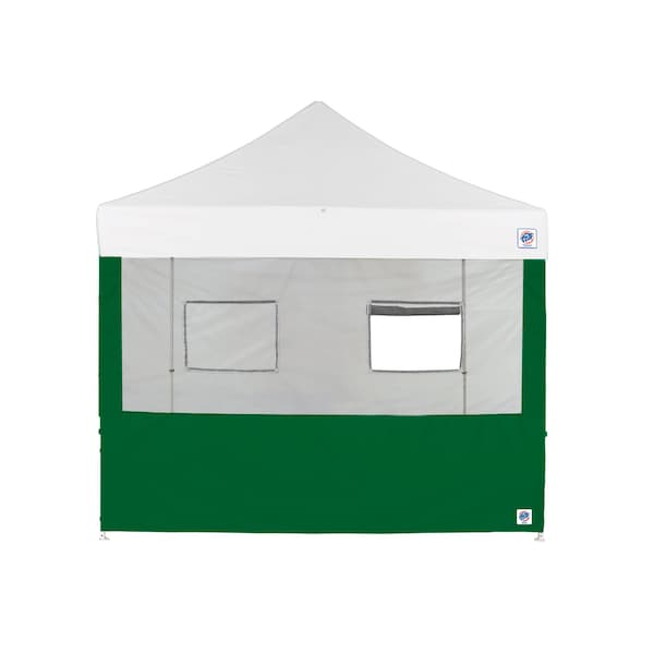 TAA Compliant Food Booth Sidewall with 2 Serving Windows, 10' W x 10' H, Forest Green